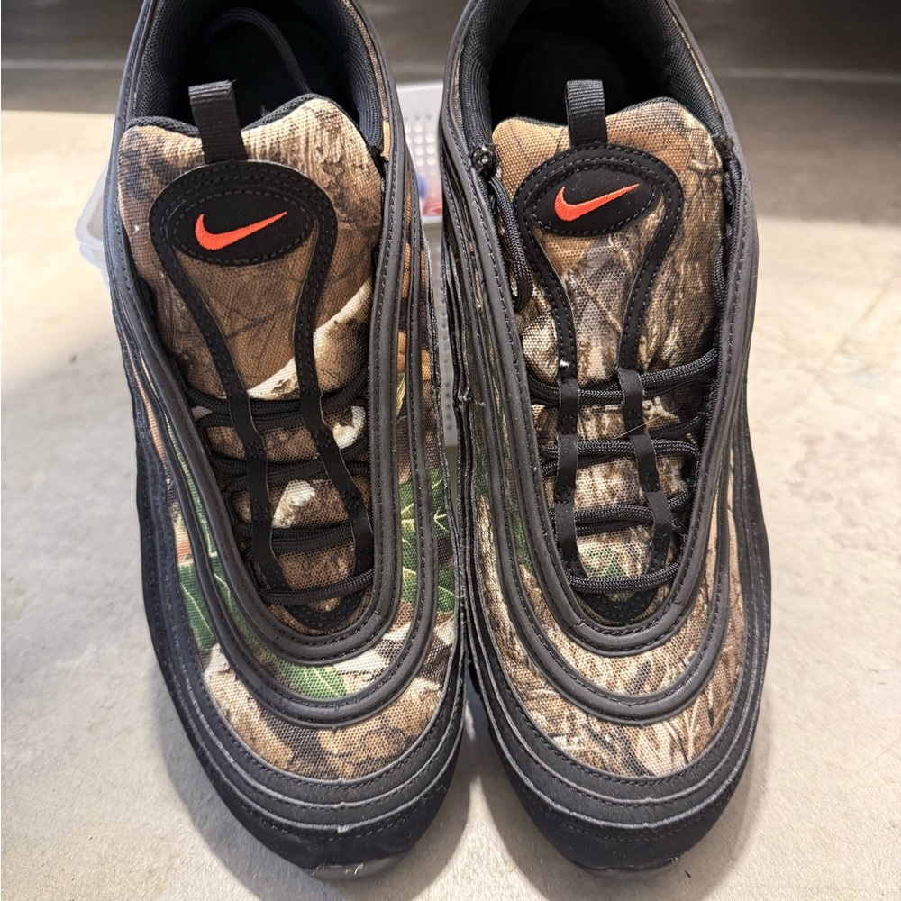 Nike Air Max 97 Camo Sneakers with Black and Orange Accents
